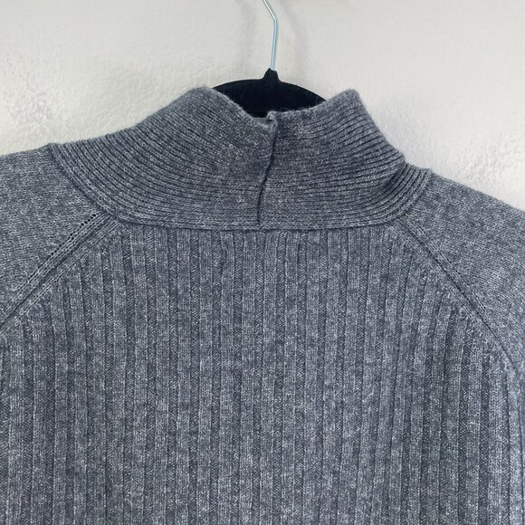 Toad & Co Womens Large Ribbed Gray Sweater Non Mulesed Lambswool Blend High Neck - Picture 12 of 12